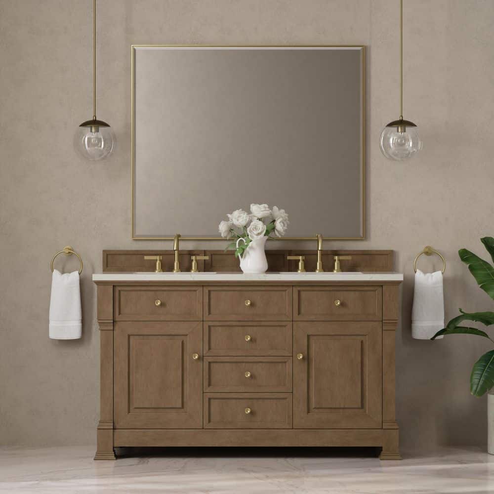 Brookfield 60.0 in. Double Bath Vanity in Pecan with Siberian Wireless Charging Quartz Top price history on PriceWatchPro