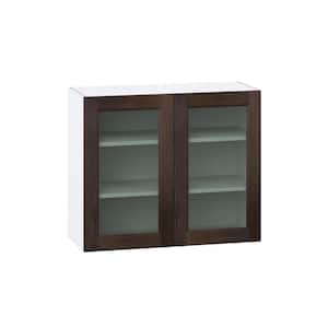 Lincoln Chestnut Solid Wood Assembled Wall Kitchen Cabinet with Glass Door (36 in. W x 30 in. H x 14 in. D)
