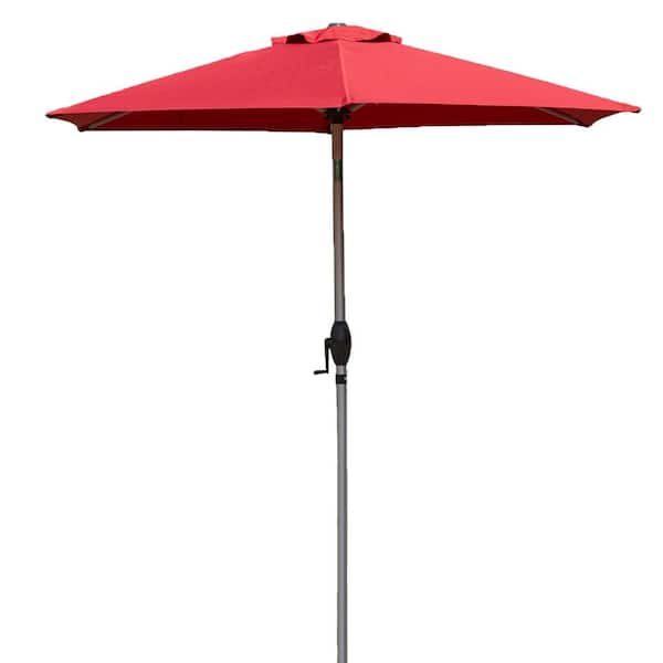 AFAIF 7.5 ft. Patio Outdoor Aluminum Market Umbrella with Push Button Tilt and Crank Without Base-Brick red