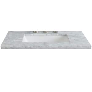 Ragusa II 31 in. W x 22 in. D Marble Single Basin Vanity Top in White with White Rectangle Basin