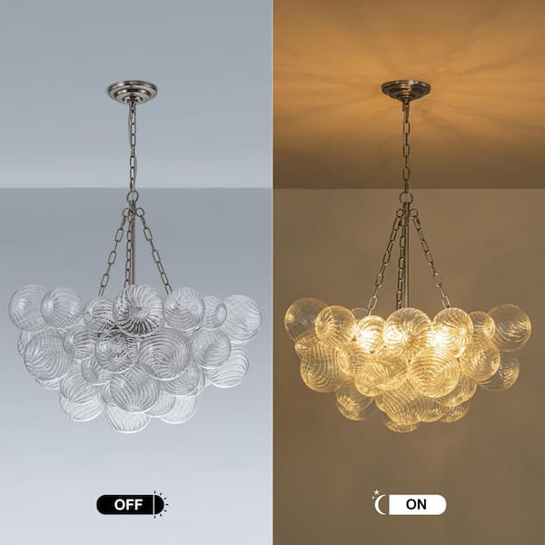 GoYeel Bublume 6-Light Mid-Century Nickel Bubble Chandelier with