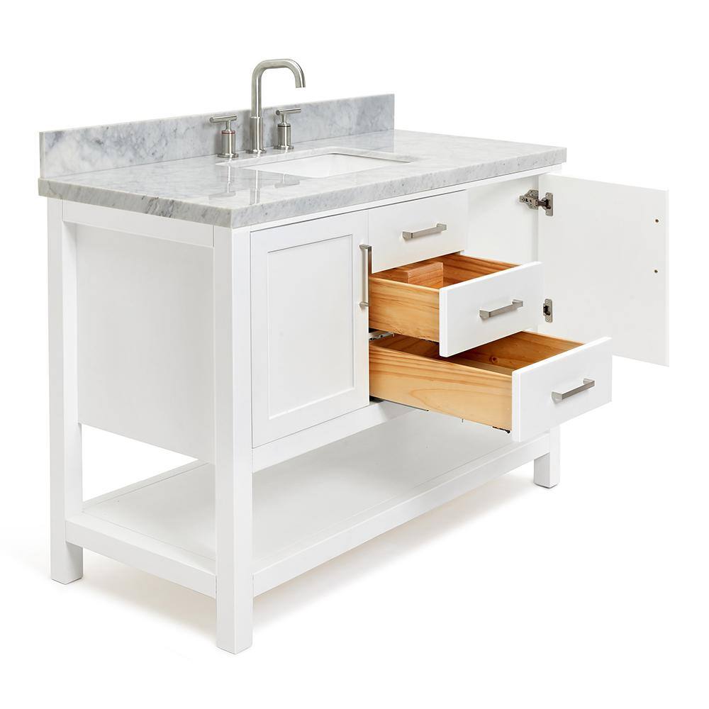 Bayhill 49" White Marble Top Single Sink Vanity