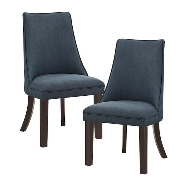 Cosimo Blue Gray Textured Fabric Upholstered Dining Chair, (Set of 2)
