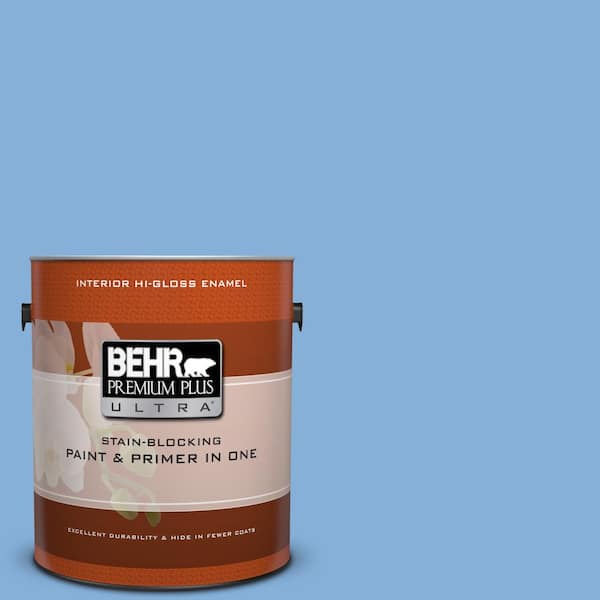 BEHR Premium Plus Ultra 1 gal. #PPU15-12 Bluebird Hi-Gloss Enamel Interior Paint and Primer in One