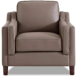 Bella Taupe Top Grain Leather Arm Chair with Removable Cushion