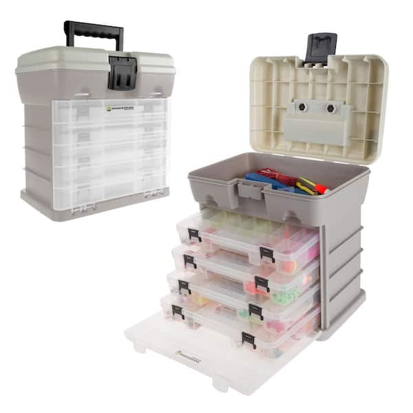 Wakeman Outdoors 4-Drawer Gray Camping and Fishing Storage Tool Box
