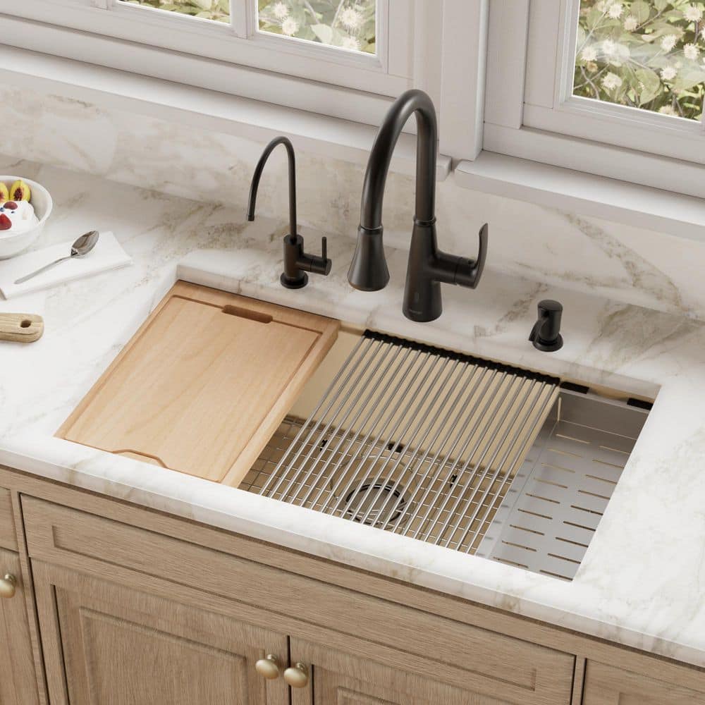 Karran Bisque Quartz/Granite 32.5 in. Single Bowl Undermount