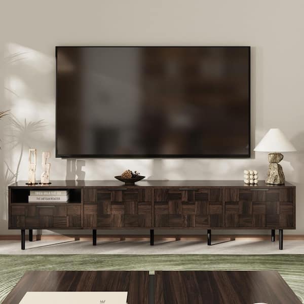 Walnut TV Stand Fits TV's up to 70 to 79 in. Entertainment Center with Storage Cabinets 78 in. TV Cabinet Media Console