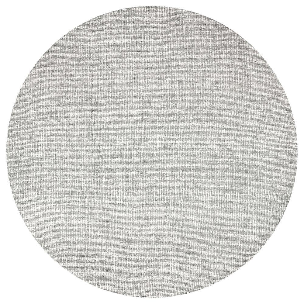 London Collection Gray/Ivory 8 ft. Round Hand-Tufted Solid Area Rug