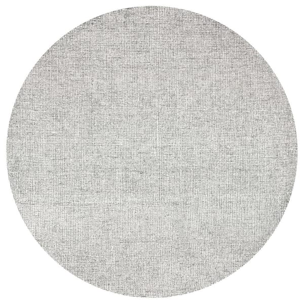 London Collection Gray/Ivory 8 ft. Round Hand-Tufted Solid Area Rug