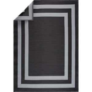 Paris Design Black and Gray 4 ft. x 6 ft. Plastic Indoor/Outdoor Area Rug