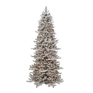 7.5 ft. Green Pre-Lit Slim Flocked Royal Majestic Douglas Spruce Artificial Christmas Tree with 500-Lights