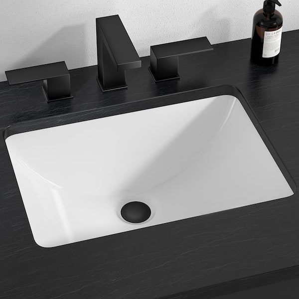 KES Rectangular 18.3 in. x 13.6 in. Undermount Bathroom Sink in White Ceramic
