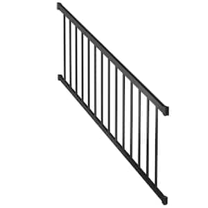 6 ft. Aluminum Deck Railing Stair Kit with Pickets in Matte Black for 36 in. high system