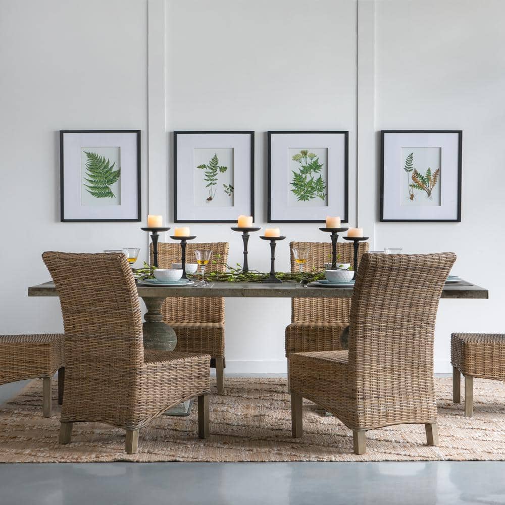 4-Piece Plastic Black Framed Botanical Fern Wall Art, Wall Decor for Living