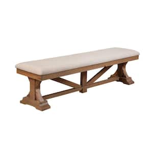 69 in. Brown Backless Bedroom Bench with Wooden Frame