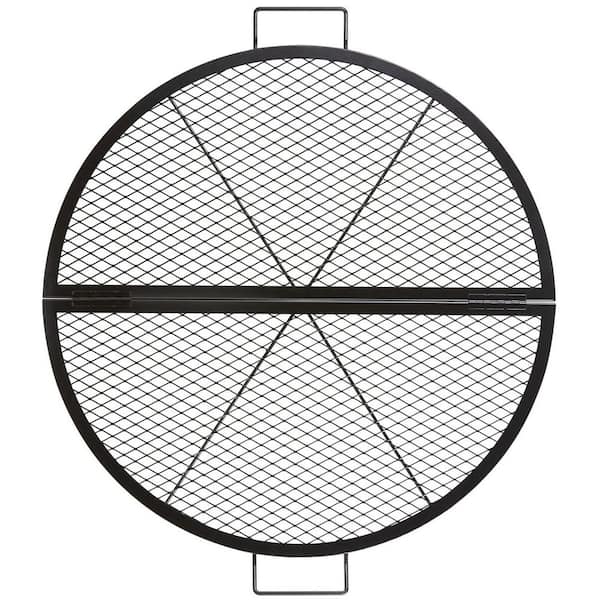 36 in. Heavy Duty Foldable Round Portable Camping Steel X-Marks Cooking Fire Pit Grill BBQ Grate