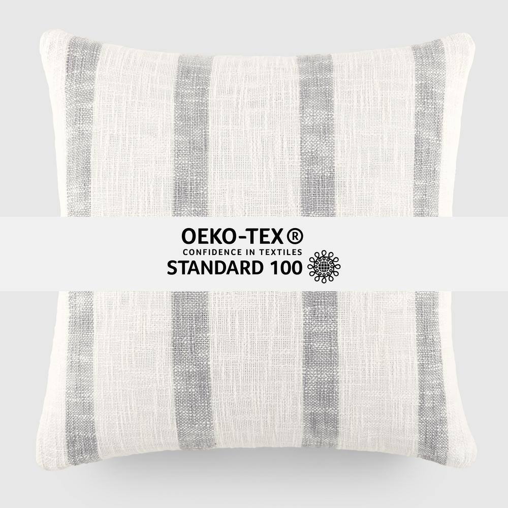 Gray and White Cotton Square Throw Pillow, 20 x 20 inches