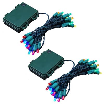 9.5 ft. 25-Light Multi-Color Battery Operated String Lights (Set of 2)