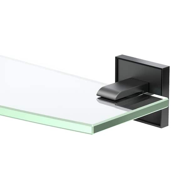 Mode 20.13 in. W x 2 in. H x 5.13 in. D Glass Rectangular Shelf in Matte Black
