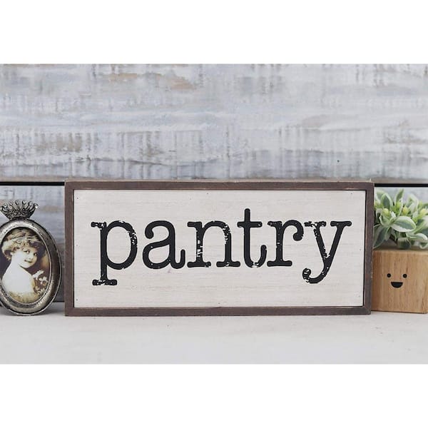 PARISLOFT Brown Rustic Wood Pantry Block Sign Tabletop Decor