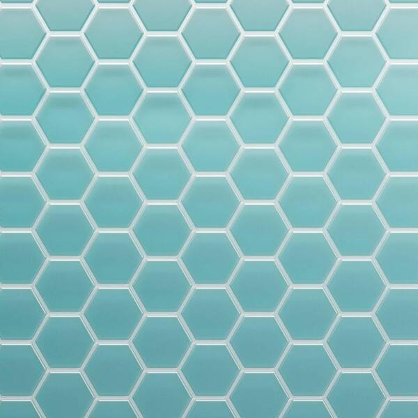 CRUZ BAY STUDIO 3 in. Beehive 5 in. x 6 in. Hexagon Skyline Matte Glass Mesh-Mounted Mosaic Tile Sample