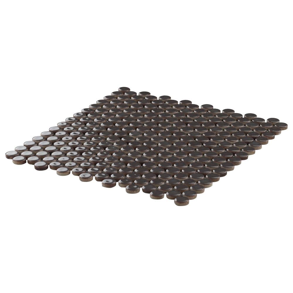 Charcoal Penny Round Ceramic Mosaic Tile Sheet for Floor and Wall