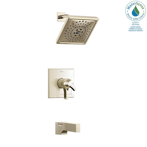 Zura 1-Handle Tub and Shower Faucet Trim Kit with H2Okinetic Spray in  Polished Nickel (Valve Not Included)