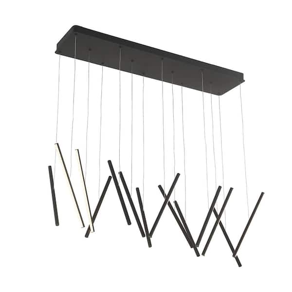 KUZCO Chute 40 in. 1 Light 96-Watt Black Integrated LED Pendant Light