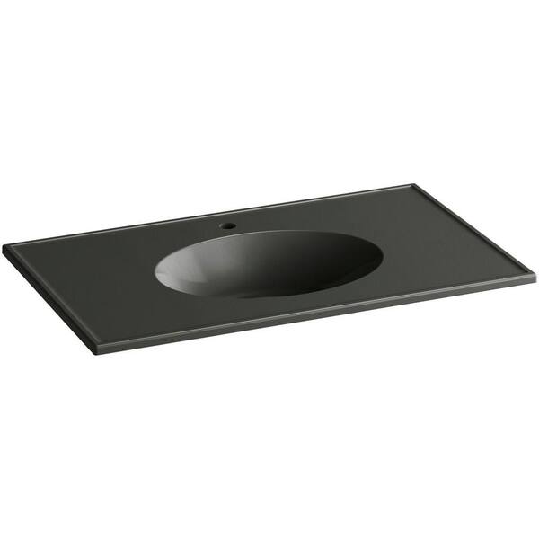 KOHLER Ceramic/Impressions 37 in. Vitreous China Vanity Top with Basin in Thunder Grey Impressions