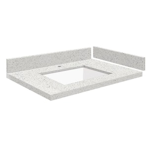 Silestone 25.5 in. W x 22.25 in. D Quartz White Rectangular Single Sink Vanity Top in Stellar Snow