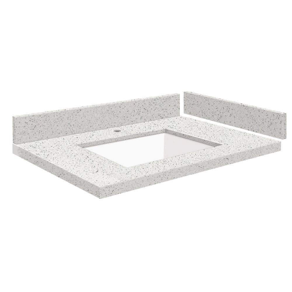 Silestone 28.25 in. W x 22.25 in. D Quartz White Rectangular Single Sink Vanity Top in Stellar Snow price history on PriceWatchPro