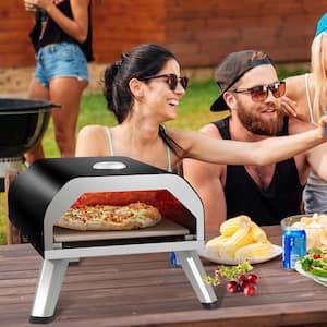 Propane Outdoor Pizza Oven Portable Pizza Stove with Oven Cover Pizza Stone in Black