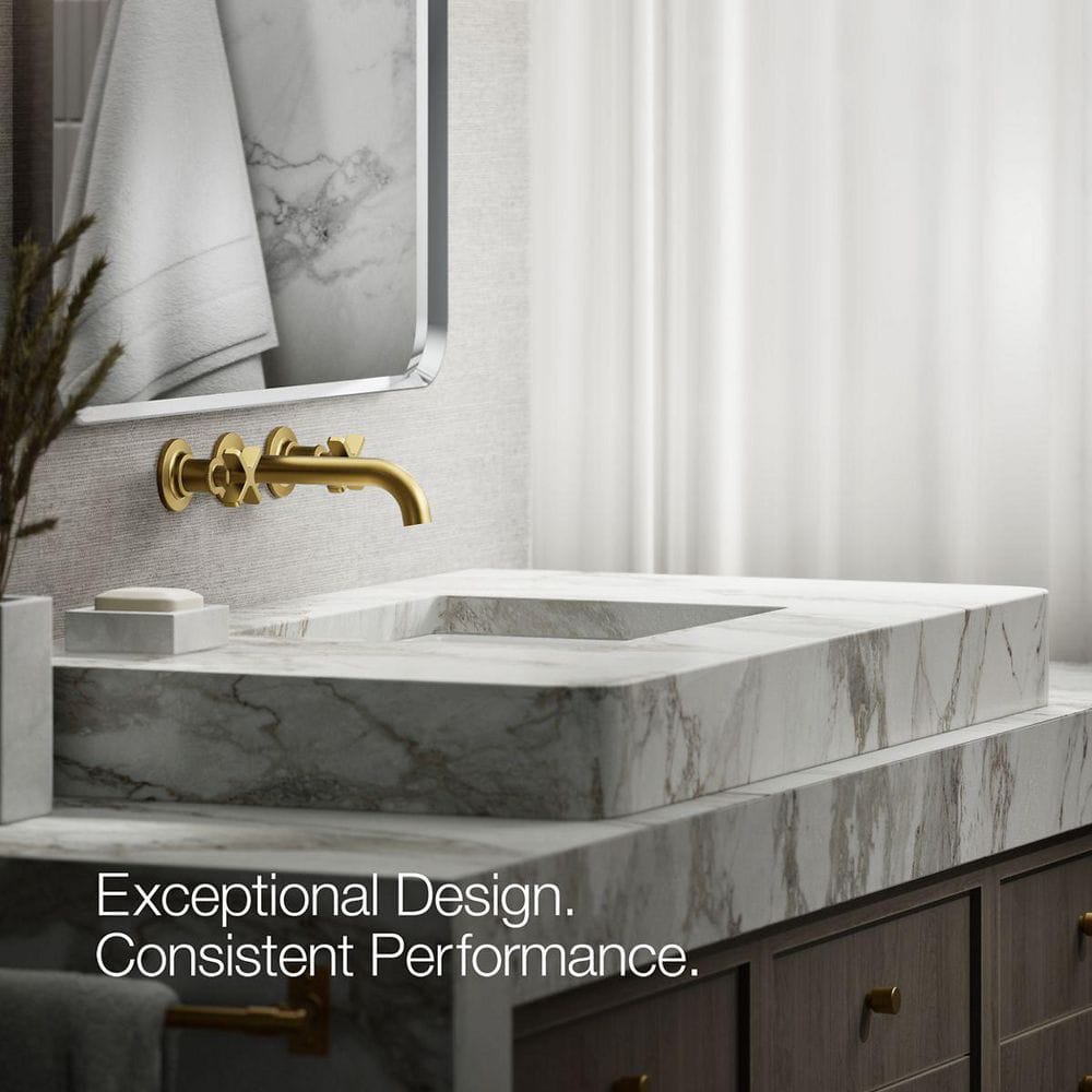 Vibrant Brushed Brass Wall-Mount Bathroom Faucet Set