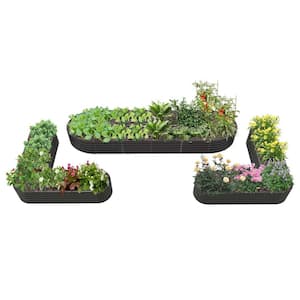 81 in. x 81 in. x 18 in. Grey Outdoor Metal Raised Garden Bed for Vegetables Set of 3