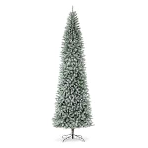 11 ft. Pre-Lit Flocked Pencil Fir Artificial Christmas Tree with 950 Warm White Lights