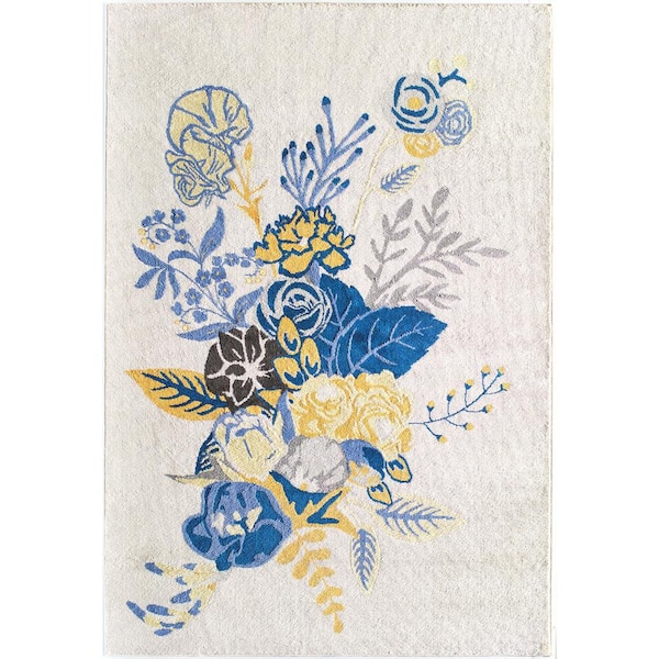 Rugs America Valentina Floral Charm Ivory Gold Beige Area Rug - 2 X 4