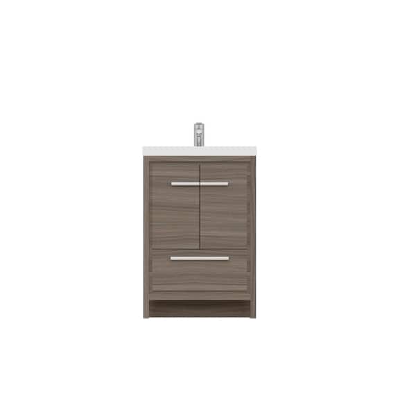 Alya Bath Sortino 24 in. W x 19 in. D Bath Vanity in Gray with Acrylic Vanity Top in White with White Basin