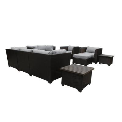 Gray Wicker Patio Furniture Outdoors The Home Depot