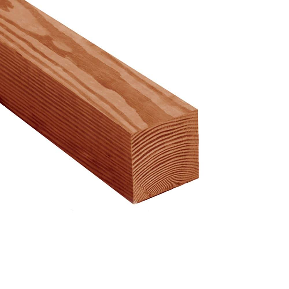 4 In. X 4 In. X 8 Ft. Select Structural KDAT Pine Redwood-Tone Ground ...