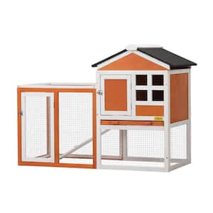 2-Story Wooden Rabbit Hutch With Large Run, Lockable