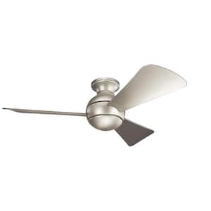 Sola 44 in. Integrated LED Indoor Brushed Nickel Flush Mount Ceiling Fan with Light Kit and Wall Control
