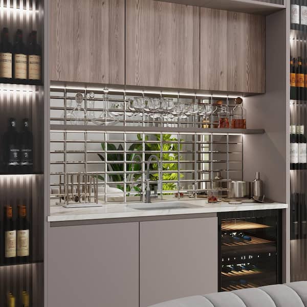 Apollo Tile Glister Clear Silver 3-in x 6-in Polished Glass Wall Tile (5-sq. ft/ Carton)
