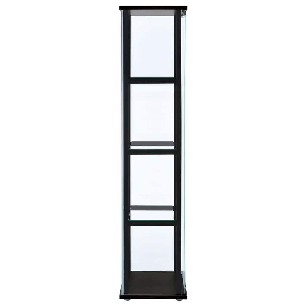 Black Wood and Glass 4-Shelf Curio Cabinet