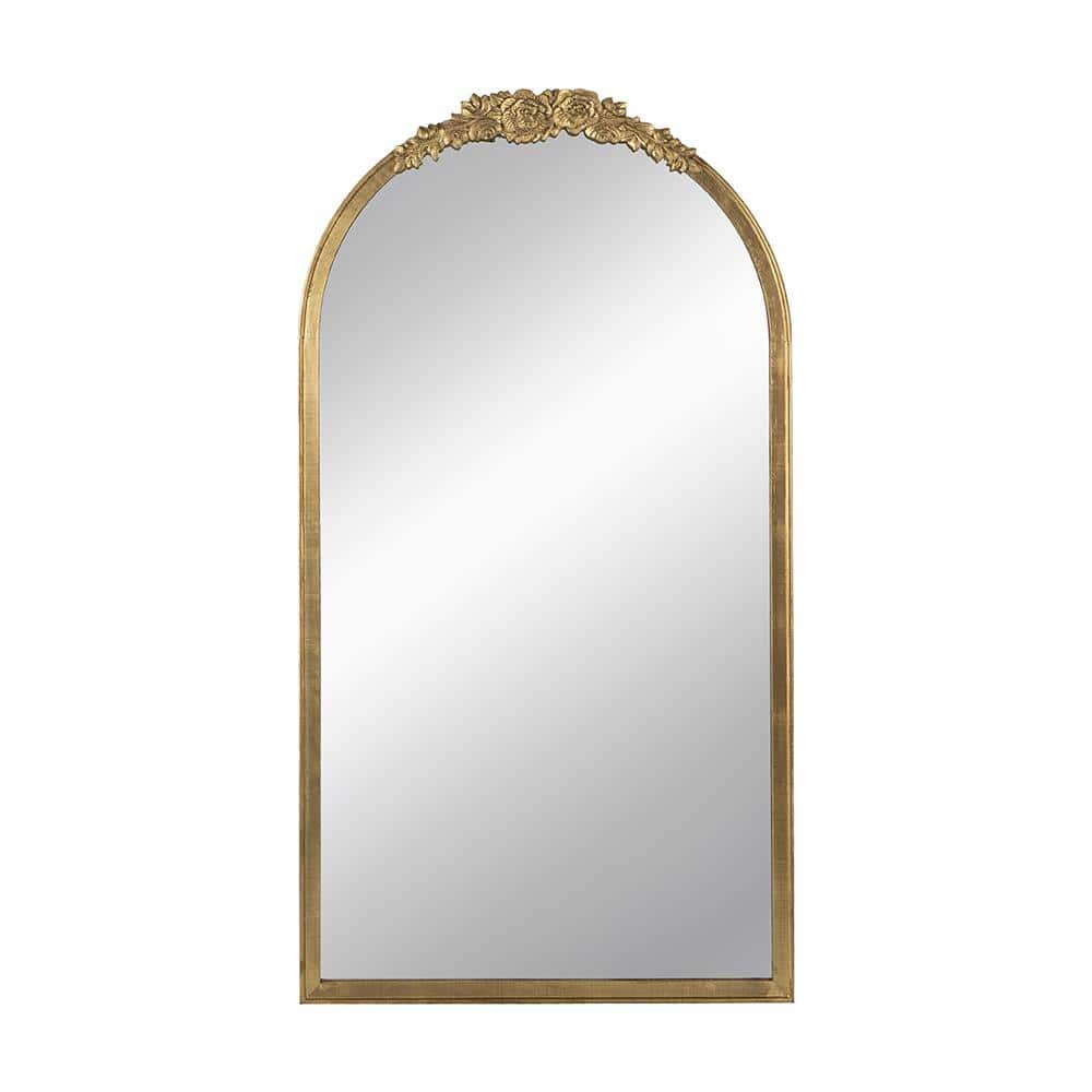 NeuType Large Arch Mirror Full Length Vintage Fireplace Mirror  68*29,Gold,Iron