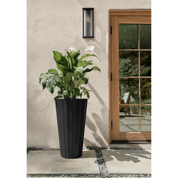 Veradek Column 26 in. Round Black Plastic Tall Planter COLV26B