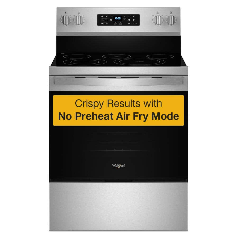 Whirlpool 30 in. 5 Element Freestanding Electric Range in Fingerprint Resistant Stainless Steel with Air Cooking Technology