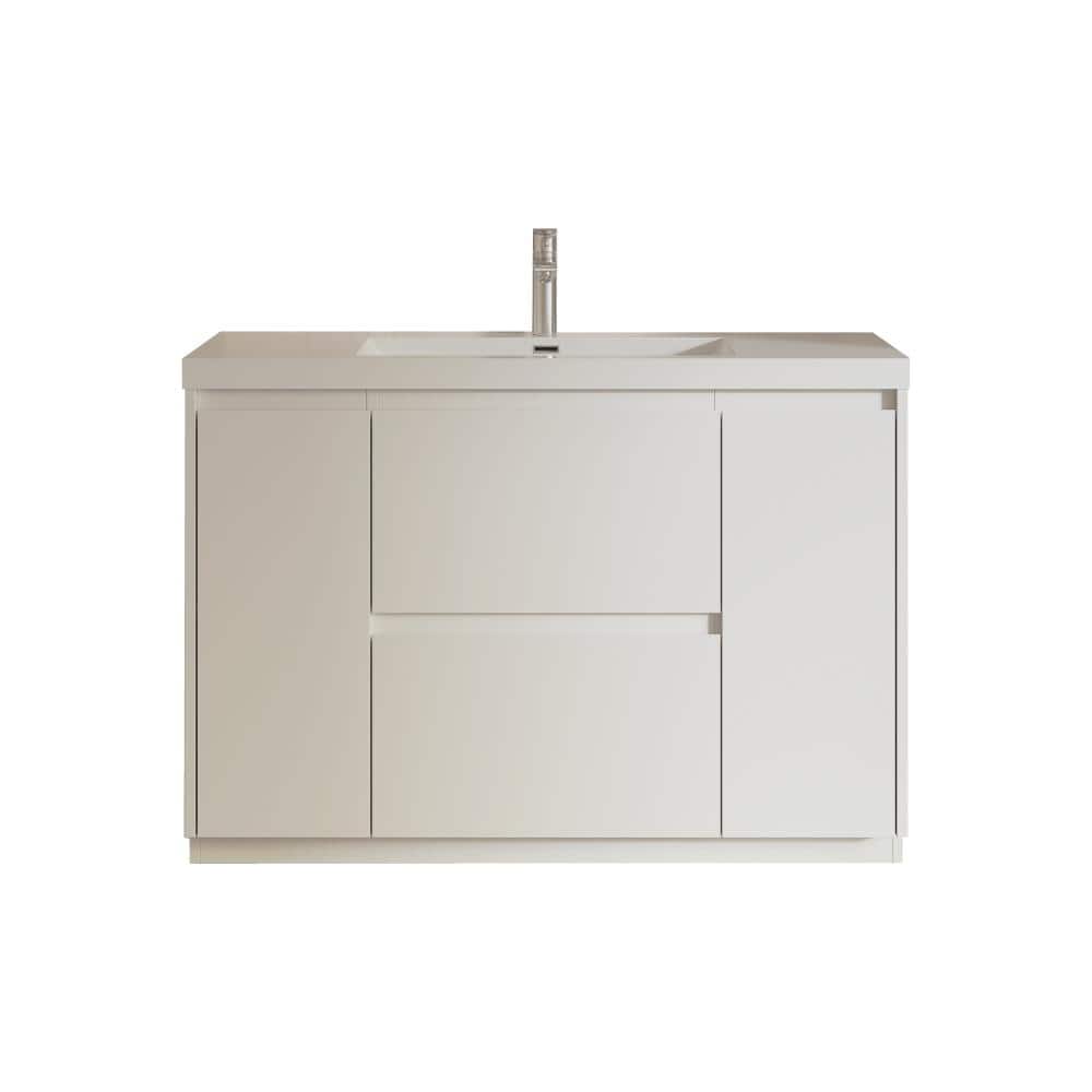 48 in. Single HG. White Bath Vanity with Gloss White Resin Stone Top, 2 Drawers & 2 Doors, Free Standing price history on PriceWatchPro
