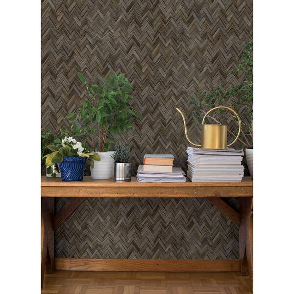 Ellery Charcoal Herringbone Wallpaper
