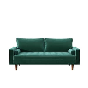 Civa 69.6 in. Green Velvet 3-Seater Sofa with Removable Cushions